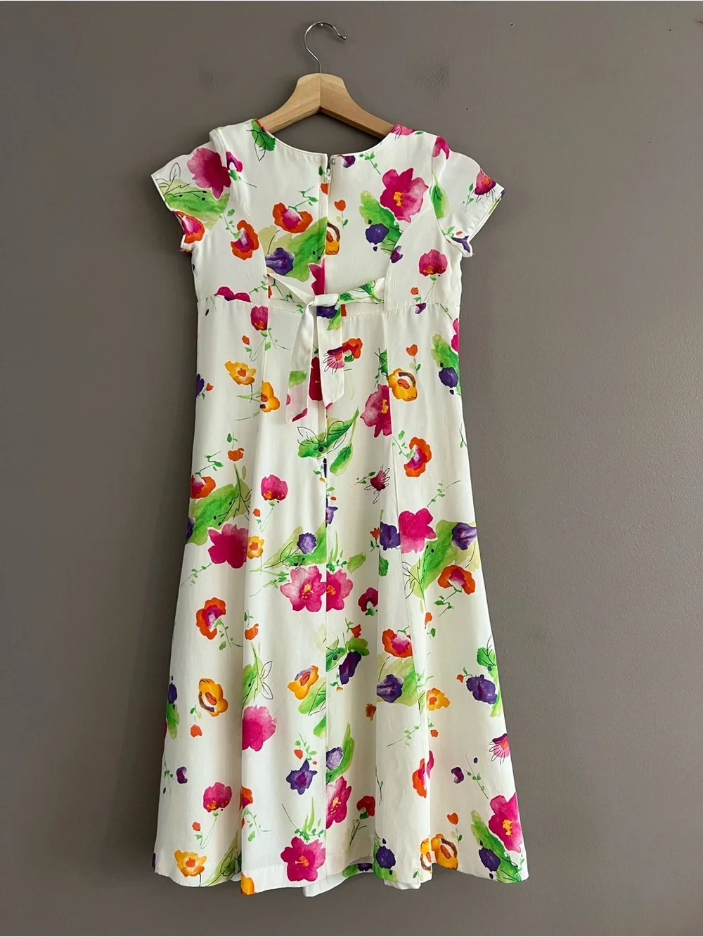 American Girl Girls Floral A-Line Dress White Watercolor Flower Print * Flaw